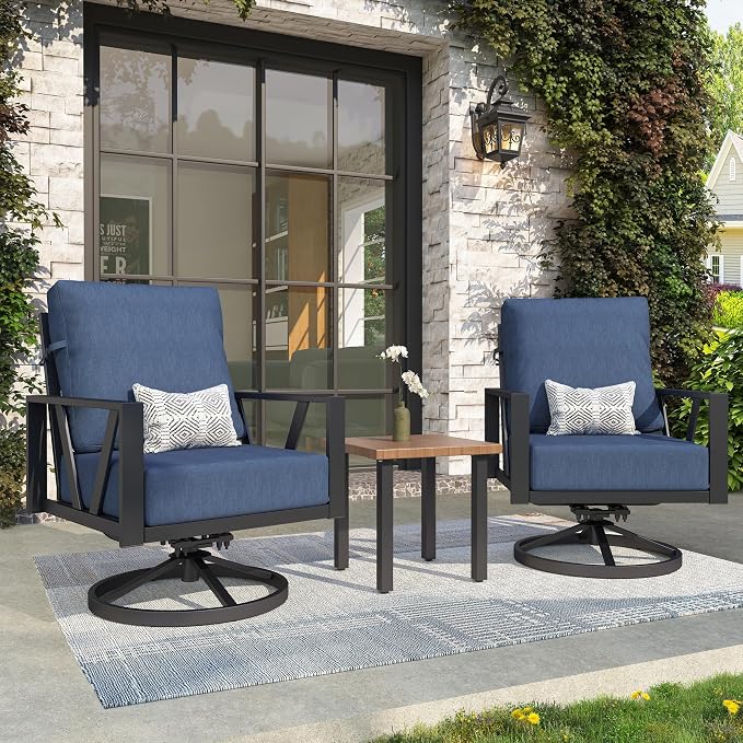 Outdoor Patio Swivel Rocking Chairs Set, Patio Porch Furniture by COMLAXFIELD