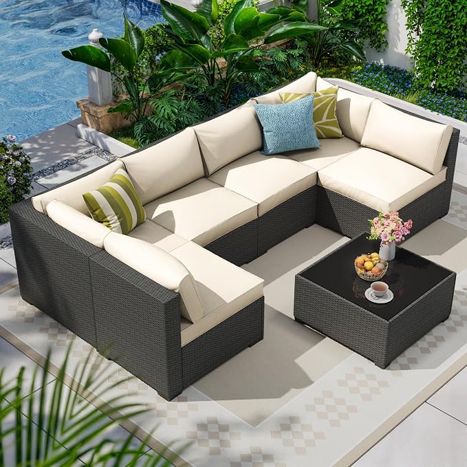 olimix 7 Piece Outdoor Patio Furniture Set, Outdoor Sectional Furniture by Olimix
