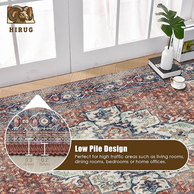 Washable Area Rug 4' x 6' Vintage Traditional Persian Mat - Image 5
