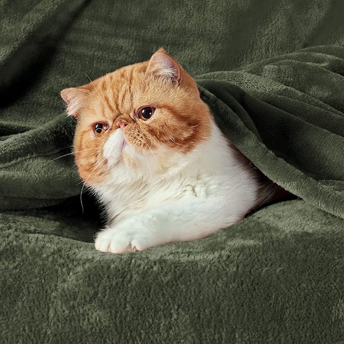 Bedsure GentleSoft Fleece Throw Blanket Olive Green - Image 2