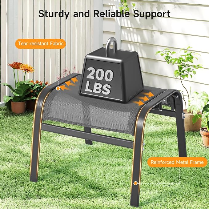 ONBRILL Outdoor Ottoman Set of 2, All Weather Outdoor Foot Stool - Image 4