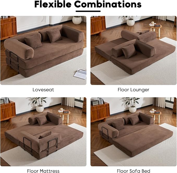 ZEIINPA Convertible Sleeper Sofa Bed, Corduroy Floor Couch - Image 4