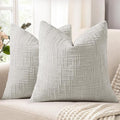 decorUhome Light Grey Chenille Throw Pillow Covers 16x16 Set of 2 Textured Soft by decorUhome