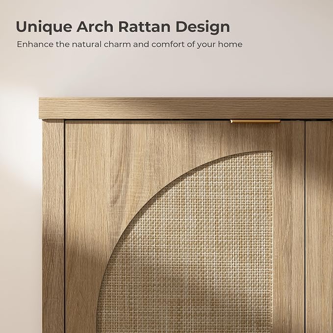 SICOTAS 68" W Rattan Sideboard Buffet Cabinet - Image 6