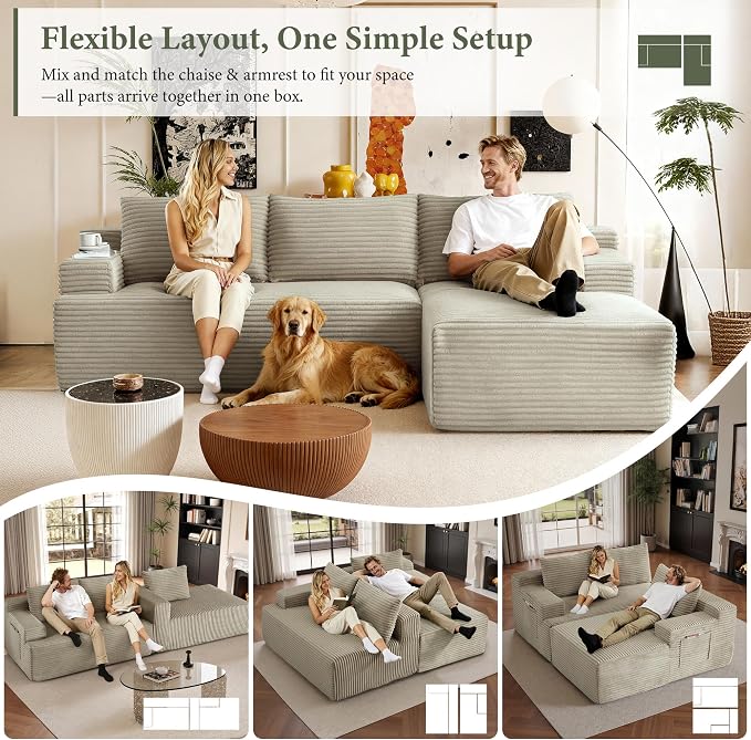 96" Sectional Couches for Living Room Cloud Couch Sofa - Image 7