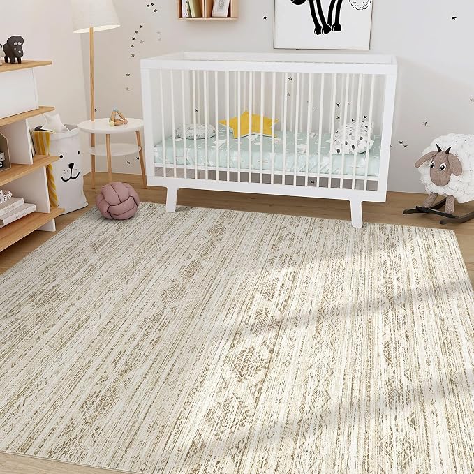 Nakagishi 7X9 Area Rug Living Room: Washable Boho Large Neutral Modern Soft - Image 7