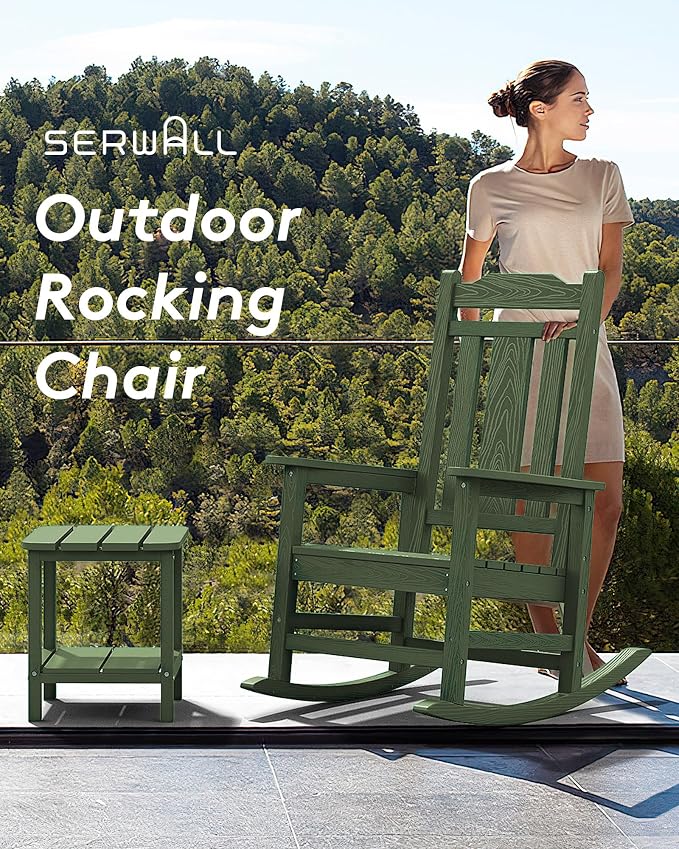 SERWALL Oversized Rocking Chair Set of 2 Outdoor, HDPE Outdoor Rocking Chair - Image 5