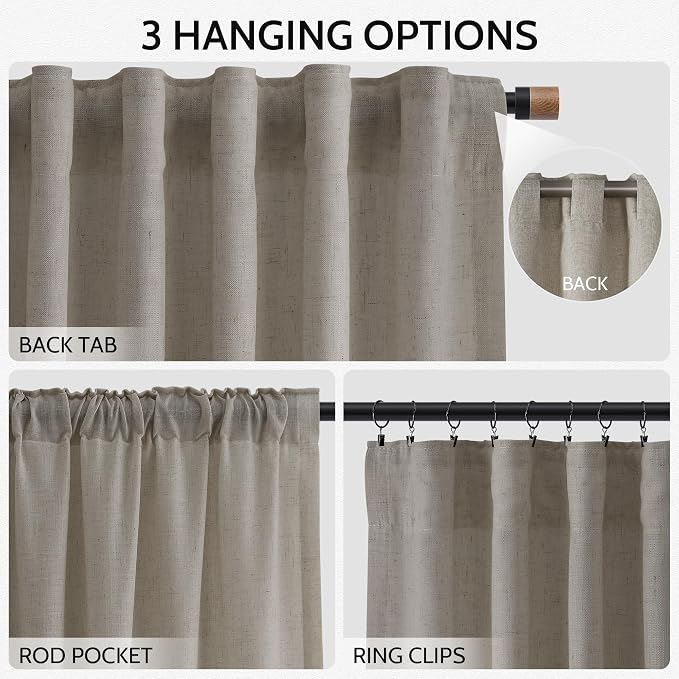 Nanspring Grey Beige Curtains 90 Inches Long - Image 2