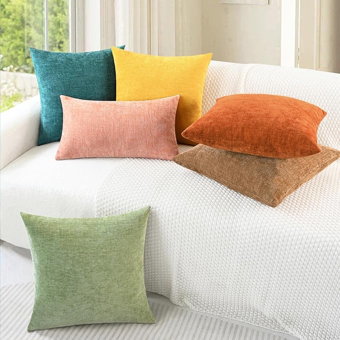 CaliTime Throw Pillow Covers Decorative 18 X 18 Inches Pack of 2 Cozy Chenille - Image 4