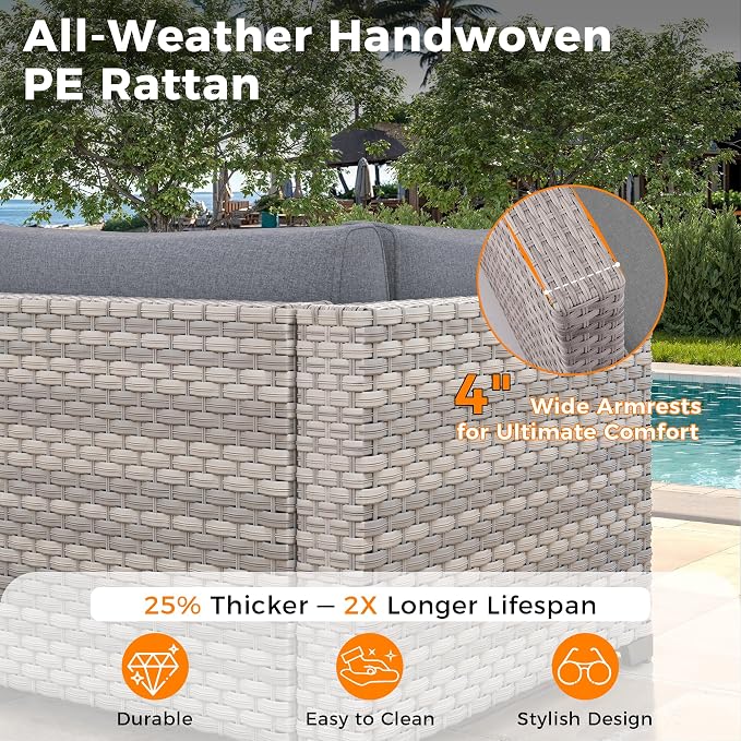 8-Seat Outdoor Wicker Patio Furniture Set - Image 4