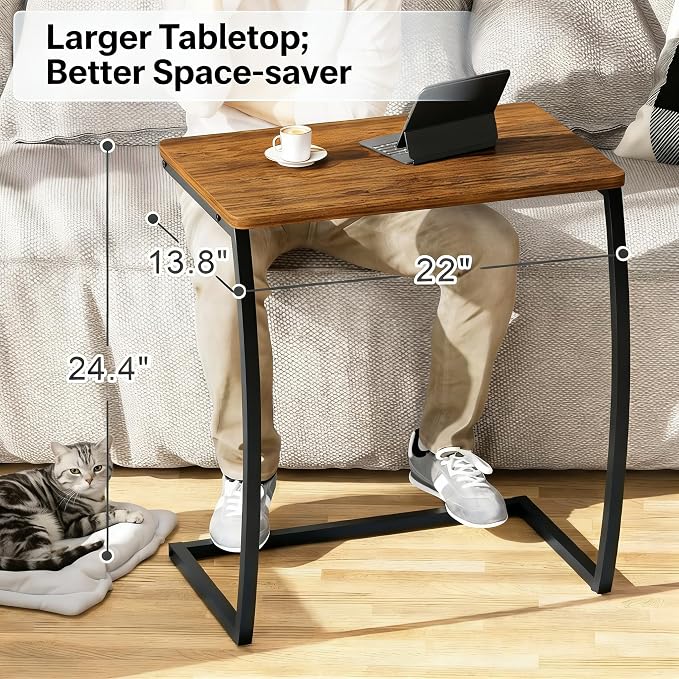 SRIWATANA Side Table, End Table, Vintage C-Shaped Couch Table - Image 3