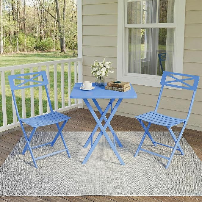 GarveeLife 3 Piece Outdoor Bistro Set, All Metal Patio Table and Chairs Set - Image 6