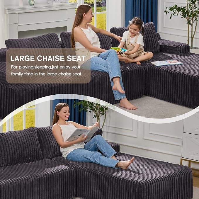 Hobestluk Modular Sectional Sofa Couches L-Shape Couch 3 Seat Modular Sofa - Image 4