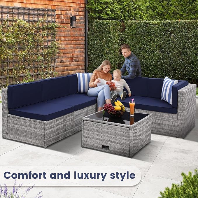 KROFEM 8-Piece Patio Furniture Set, Outdoor Wicker Rattan Sectional - Image 3