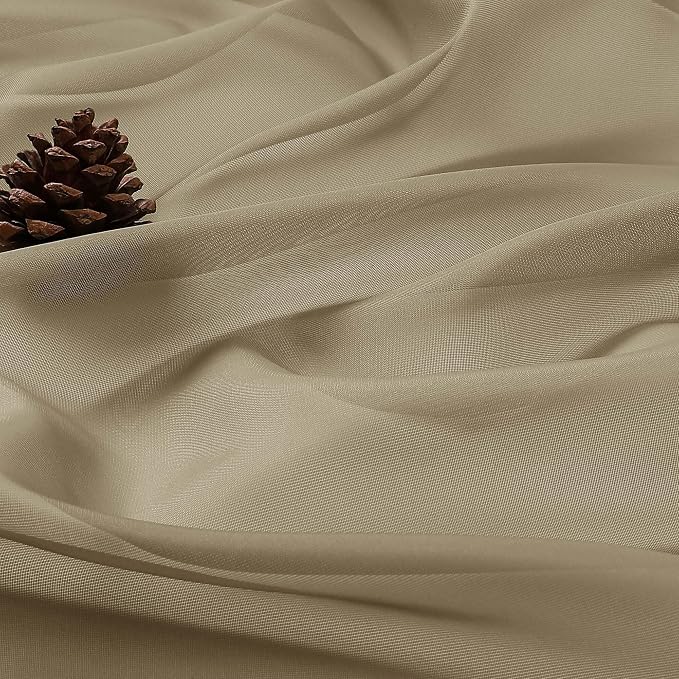 OWENIE Sheer Curtains 84 Inches Long 2 Panels Set, Sheer Taupe Curtains - Image 8