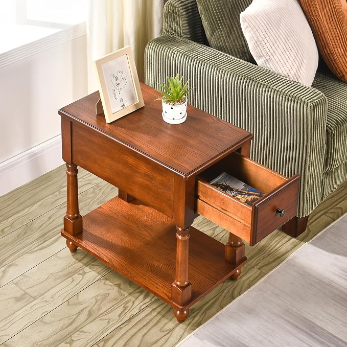 PADMA HOUSE Solid Wood Narrow End Table - Image 3