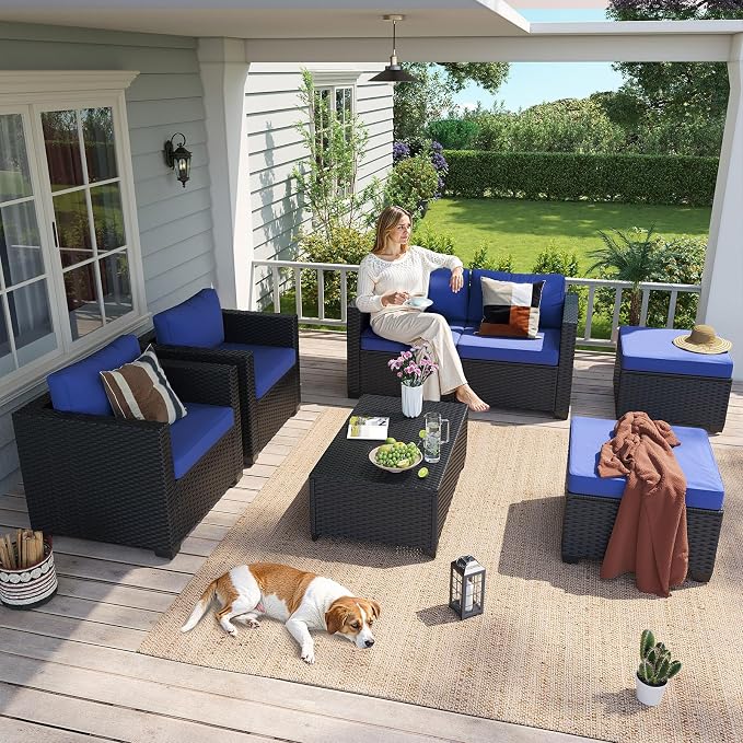 Aoxun 7 Piece Outdoor Patio Furniture Set 6 Seats, Outdoor Sectional - Image 2