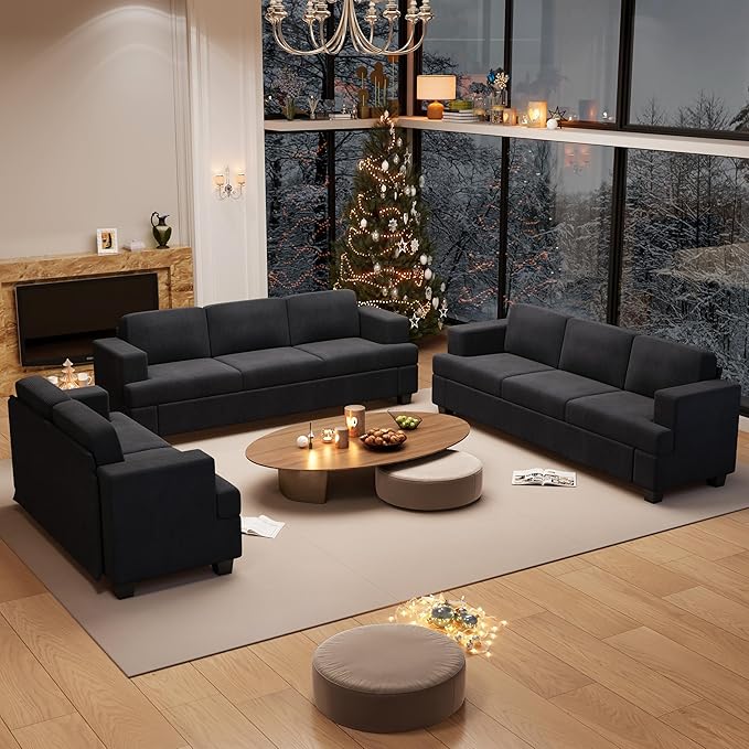 YOUDENOVA 3 Pieces Corduroy Couch Set by YOUDENOVA