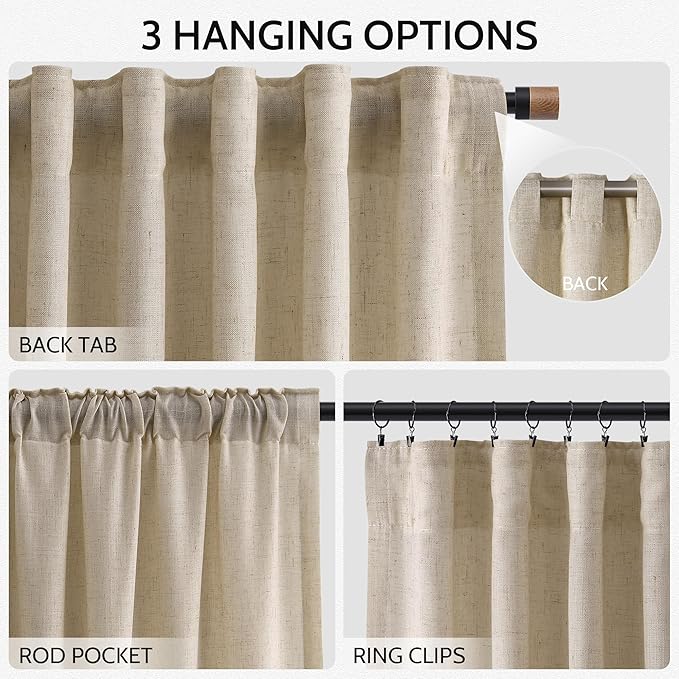 Taupe Burlywood Linen Curtains 80 Inch Length - Image 2