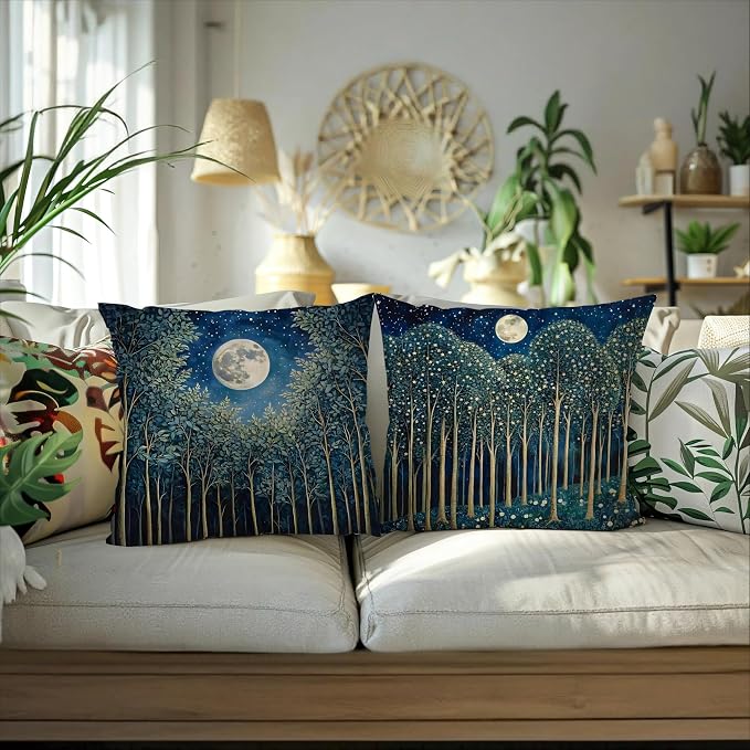Vintage William Morris Moon Inspired Forest Green Decor Throw Pillow Covers - Image 4