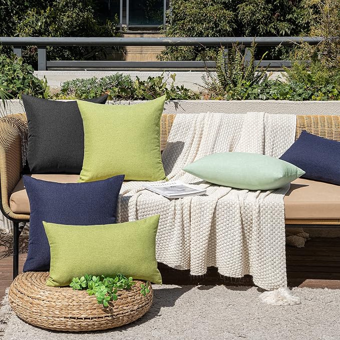 MIULEE Pack of 2 Decorative Outdoor Solid Waterproof Throw Pillow Covers Faux - Image 6