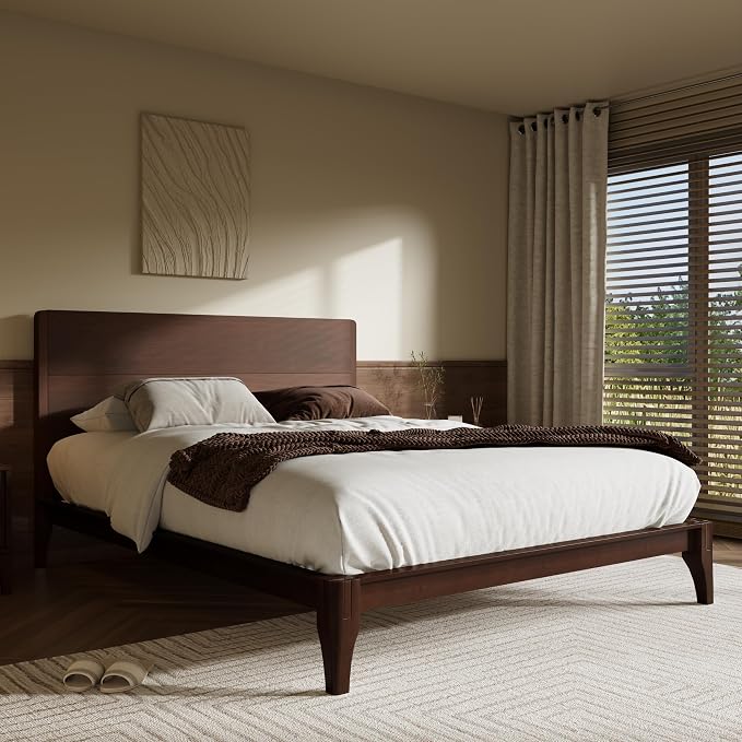 Merax King Size Bamboo Platform Bed, Mid-Century Modern Bed Frame - Image 3