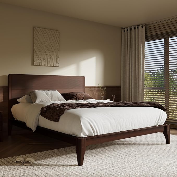 Merax Full Size Bamboo Platform Bed, Mid-Century Modern Bed Frame - Image 4
