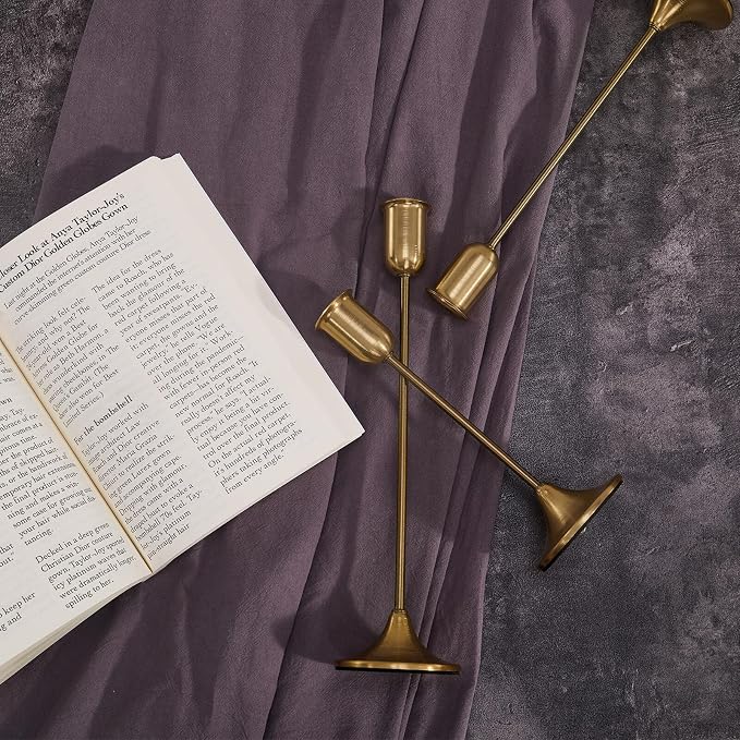 Candlestick Holders, Handmade Heavy Base Brass Vintage Modern Decorative Table - Image 2