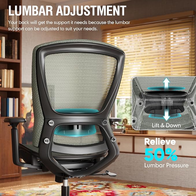 ELABEST Mesh Office Chair, Ergonomic Computer Desk Chair, Sturdy Task Chair- - Image 7