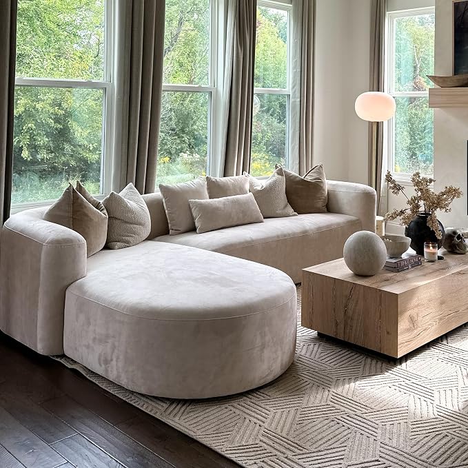 Acanva Luxury Modern Tight Curved Back Velvet Sofa, Minimalist Style Comfy Couch - Image 5