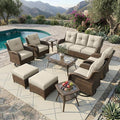 Patio Furniture Set, High Back Rattan Sofa & Swivel Rocker Chairs, Weather by SAILARYPatioFurniture