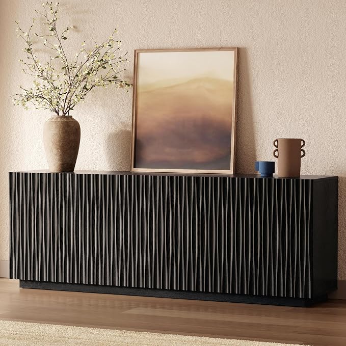 70" Fluted TV Stand for TVs Up to 50/55/65/75", Mid-Century Modern by BEDEEP