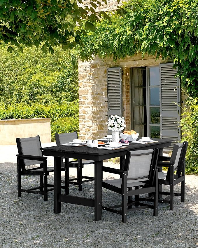 SERWALL 5 Piece Patio Dining Sets, Outdoor HDPE Dining Furniture Set - Image 8