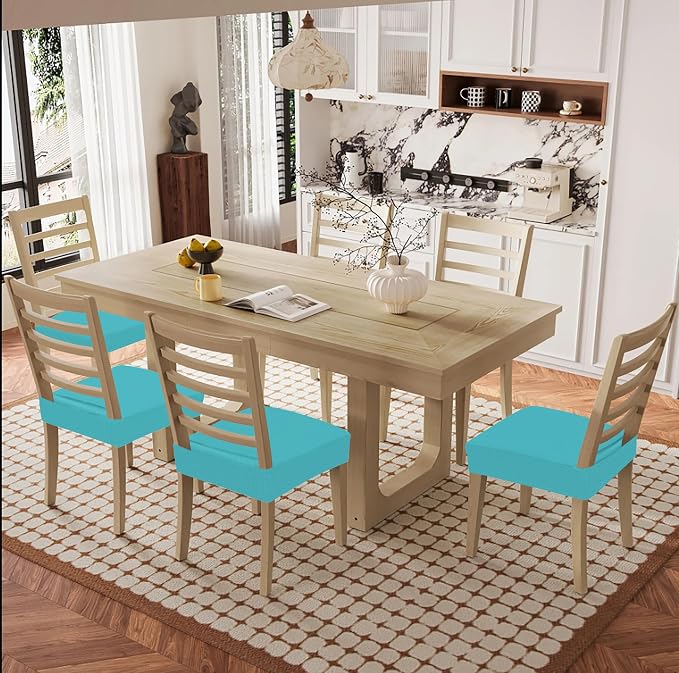 Smiry Waterproof Seat Covers for Dining Room Chairs Set of 4, Stretch Jacquard - Image 8