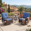 3-Piece Outdoor Patio Furniture Set, 2 Swivel Rocking Chairs and Tempered Glass by GAOMON