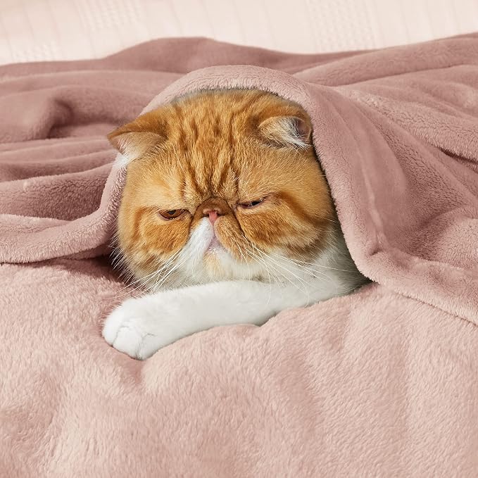 Bedsure GentleSoft Fleece Blankets King Size Dusty Pink - Image 2