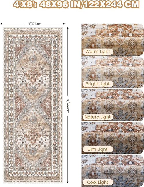 4x8 Rug for Bedroom, Wide Runner Rug for Hallway, Non Slip Washable Runner Rug - Image 2