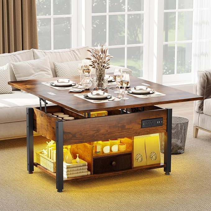 YITAHOME 4-in-1 Lift Top Coffee Table - Image 2