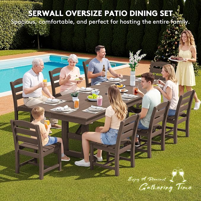 SERWALL Outdoor Armless Dining Chairs Set of 4, All-Weather HDPE Patio Dining - Image 9