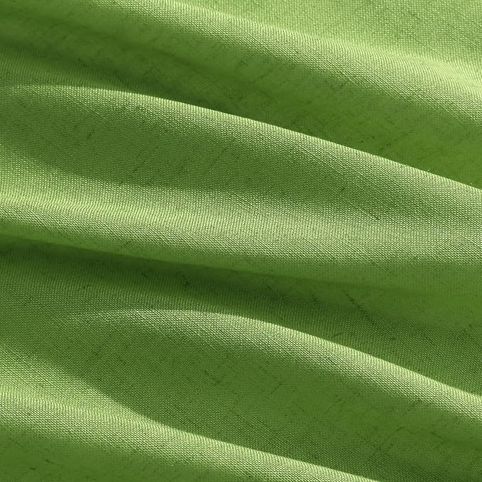 Lime Green Linen Curtains 84 Inches Long, Back Tab Light Filtering Semi Sheer - Image 5