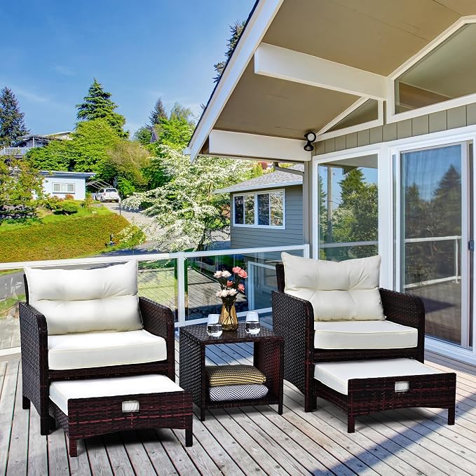 Pamapic 5 Pieces Patio Furniture Set, Rattan Balcony Furniture - Image 3