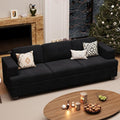 3 Seater Corduroy Couch for Living Room, 89” Black Cloud Sofa, Deep Seat Floor by YOUDENOVA