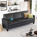 STHOUYN 73” Black Faux Leather Sofa Couch, Modern Comfy Office 3 Seater Couch by STHOUYN