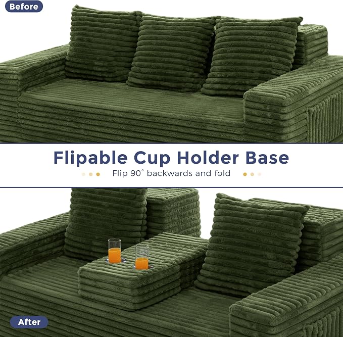 MAXYOYO Loveseat Sofa Bed, Striped Faux Fur Foldable Floor Sofa Couch in A Box - Image 7
