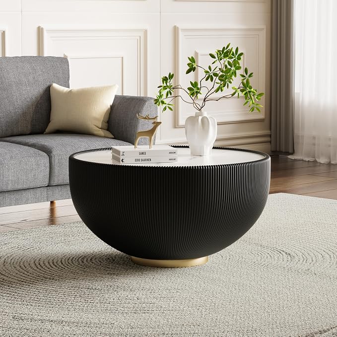 Round Marble Coffee Table Set of 2, 2 Piece White Coffee Table and End Table - Image 6