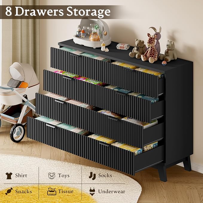 BORNOON 53" Tall Dresser for Bedroom, 8-Drawer Fluted Chest of Drawers - Image 6