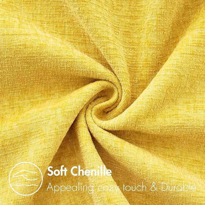 MIULEE Pack of 2 Couch Throw Pillow Covers 20x20 Inch Soft Yellow Chenille - Image 2