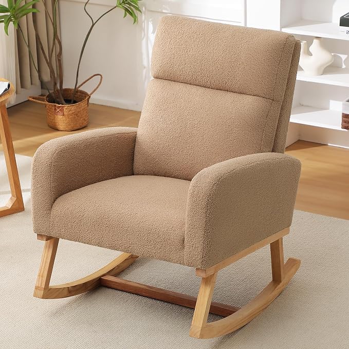 HCHAIRH Rocking Chair Nursery, Sherpa Nursing Rocking Chairs, Upholstered - Image 8