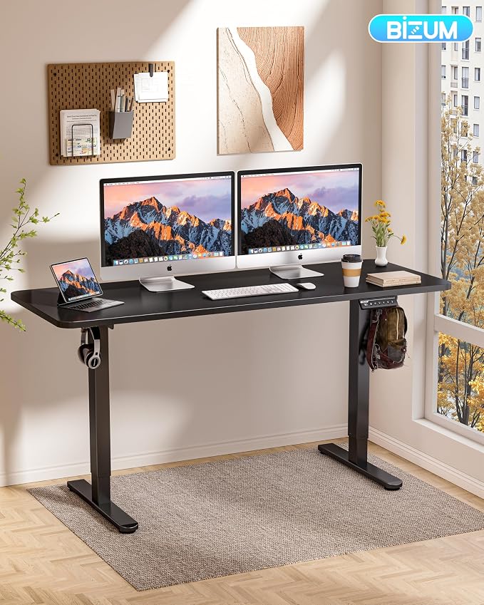 BIZUM Electric Standing Desk 63 x 24 Inch Computer Desk-Gaming Desk Black Home - Image 2