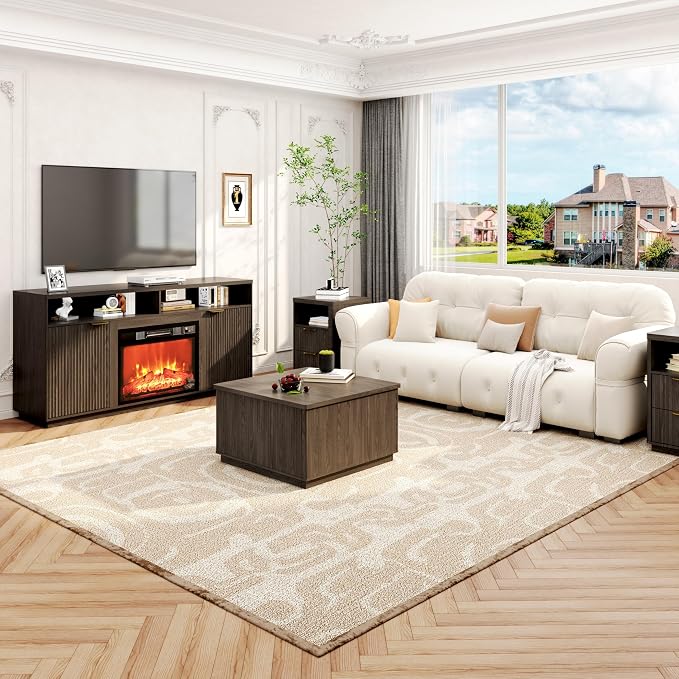 4-Piece Fluted Living Room Set Includes 31.5" Fluted Lift Top Coffee Table - Image 2